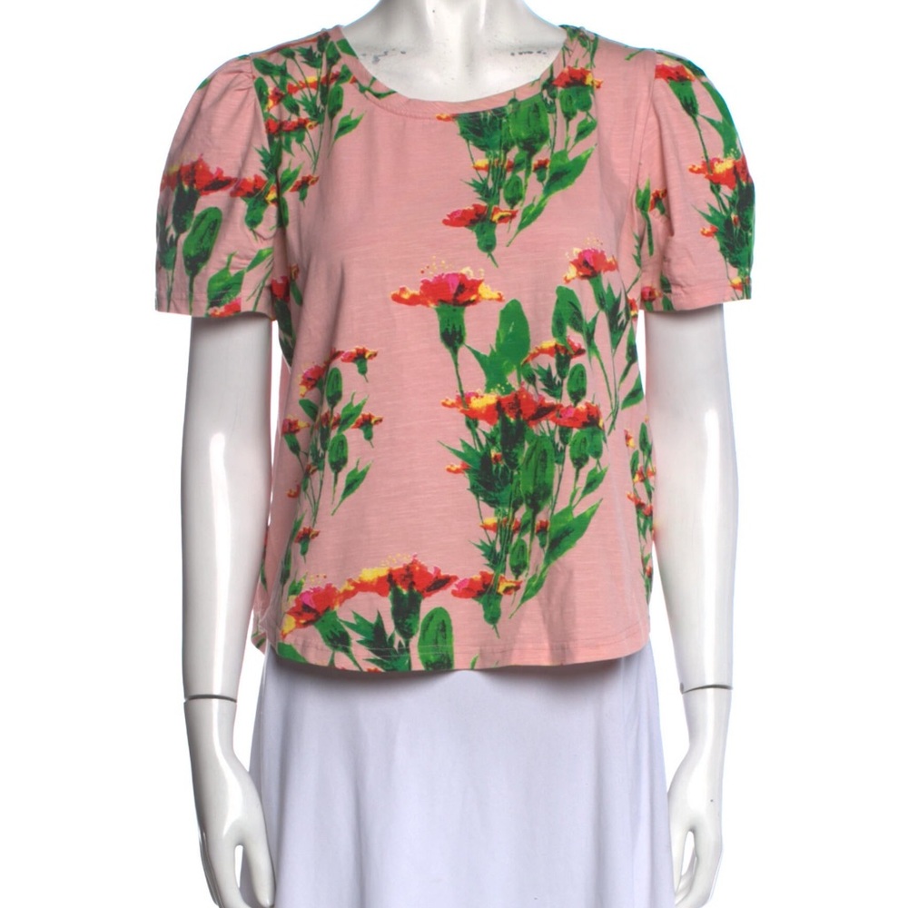 Anthropologie x Eva Franco | Floral Print Bateau Neckline T-Shirt | Sz: S